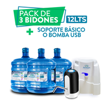 Cargar imagen en el visor de la galería, Pack 12 lts - 3 bidones de Agua + soporte o bomba