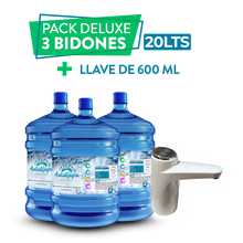 Cargar imagen en el visor de la galería, Pack Deluxe 20 lts - 3 bidones de Agua + llave usb 600ml
