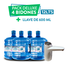 Cargar imagen en el visor de la galería, Pack Deluxe 12 lts - 4 bidones de Agua + llave usb 600ml
