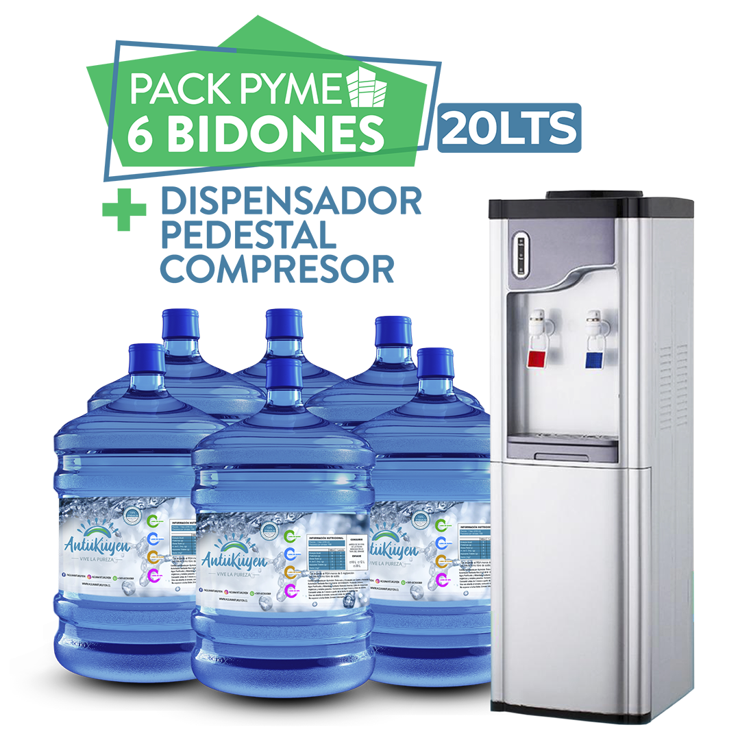 Pack PYME 2- Plan Mensual Dispensador Pedestal  + 6 bidones 20lts
