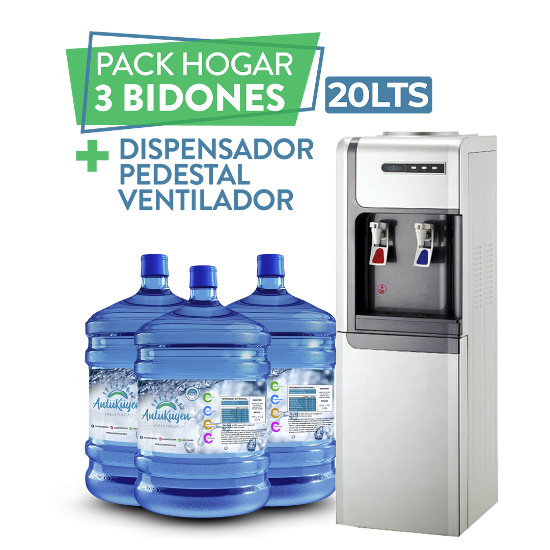 Pack eléctrico Pedestal Ventilador + 3 bidones 20lts