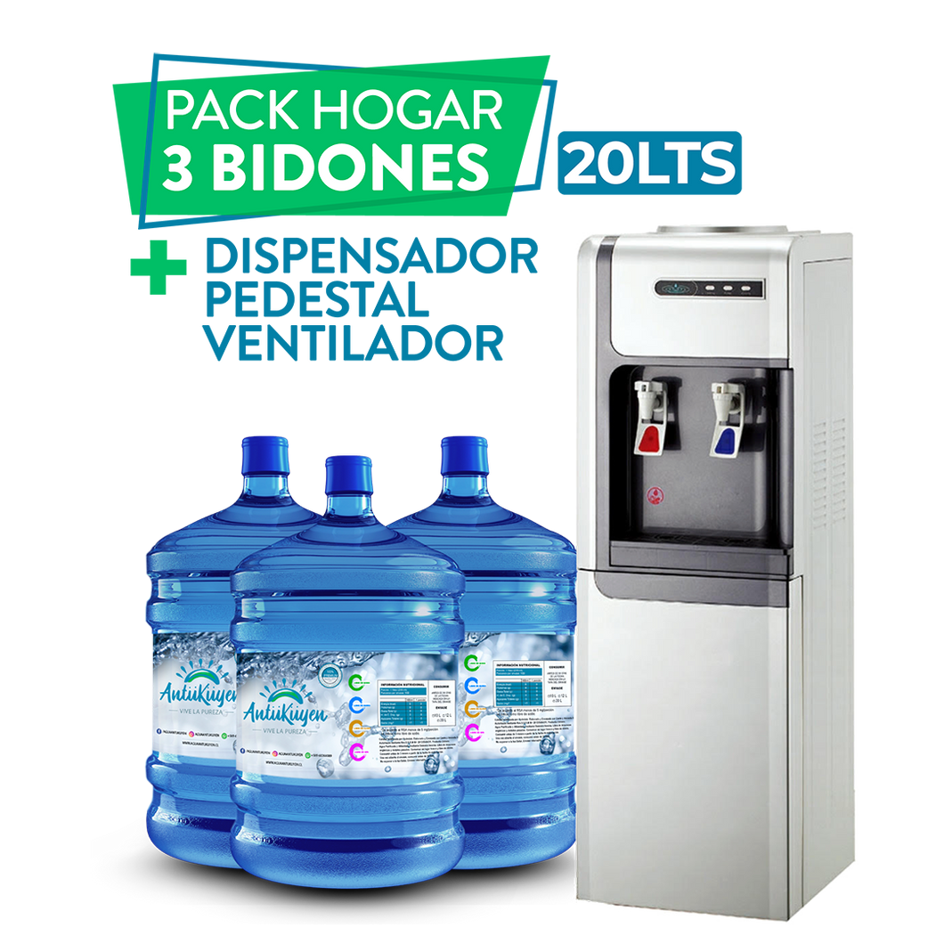 Pack eléctrico Pedestal Ventilador + 3 bidones 20lts