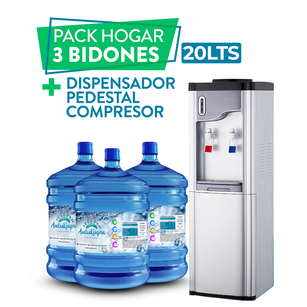 Pack eléctrico Pedestal Compresor + 3 bidones 20lts